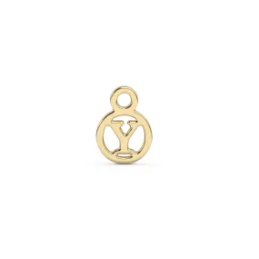 Circle Initial Charm - Y | 10k Yellow Gold