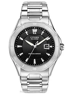 Citizen Mens Signature Octavia Perpetual Calendar - Black Dial - Stainless Steel