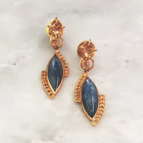 Citrine Stud with Citrine & Kyanite Twinset Earrings