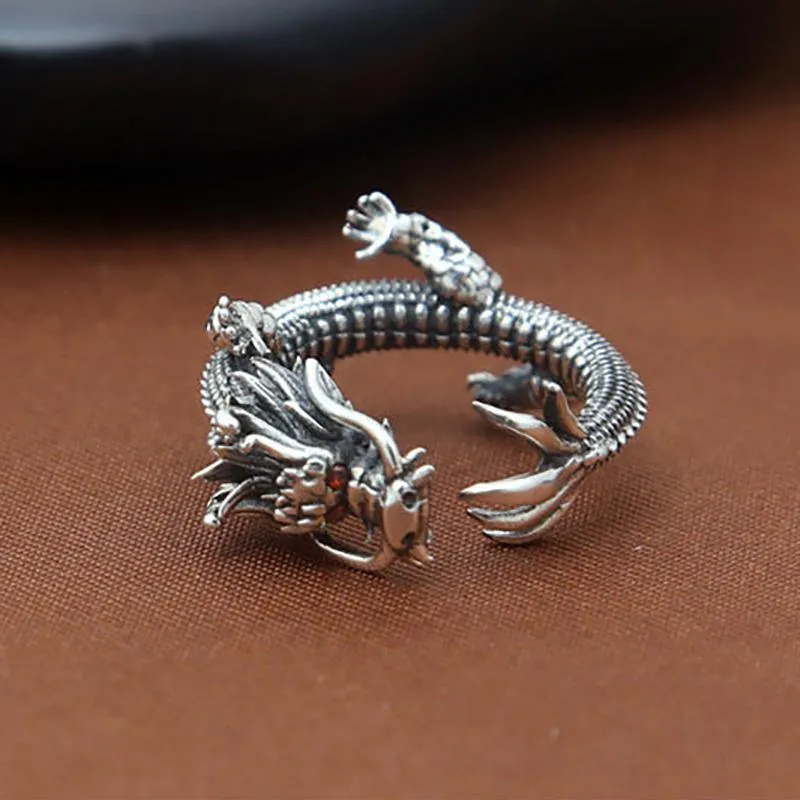 Coiled Dragon Sterling Silver Ring