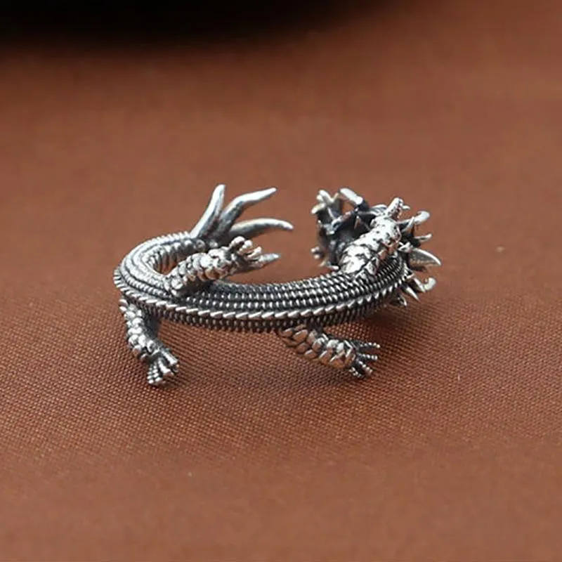 Coiled Dragon Sterling Silver Ring