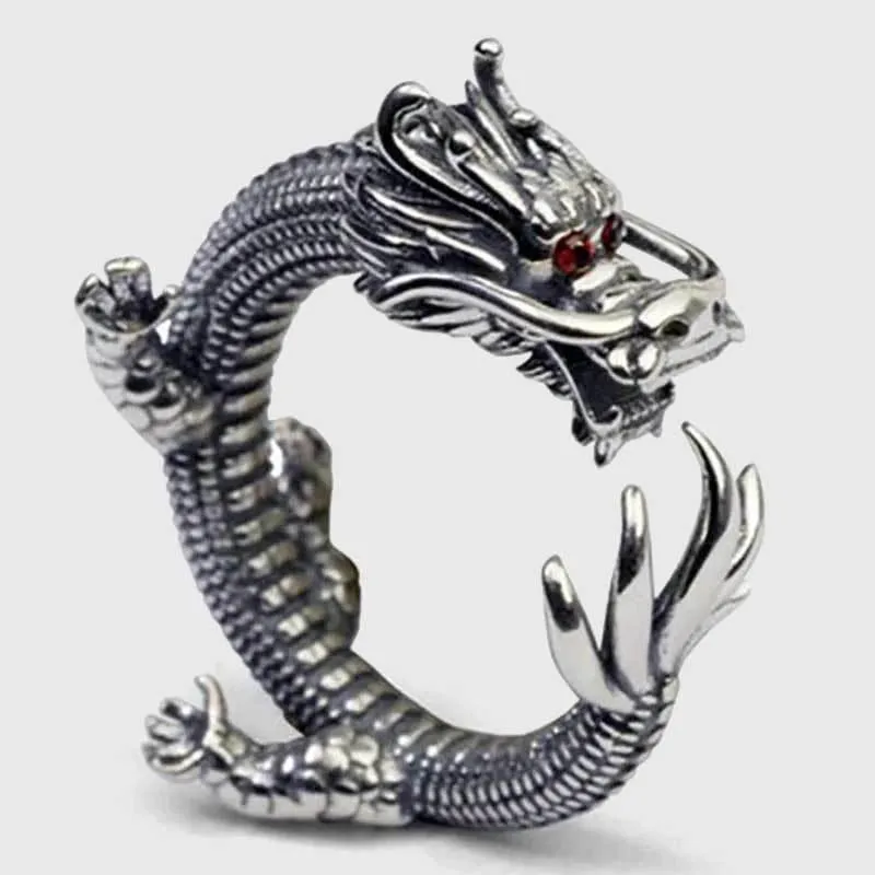 Coiled Dragon Sterling Silver Ring