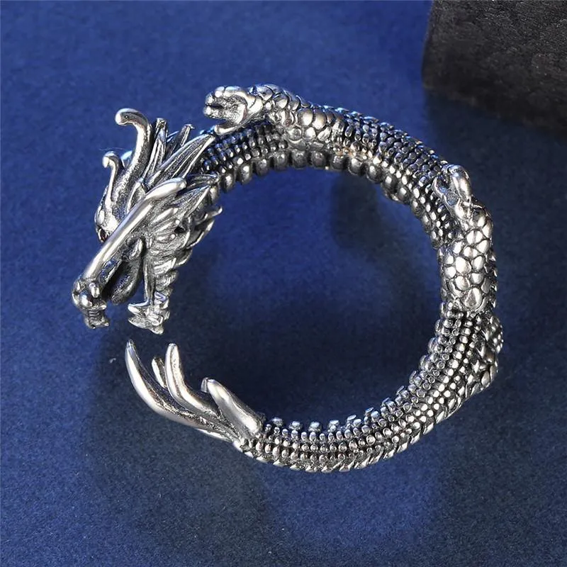 Coiled Dragon Sterling Silver Ring