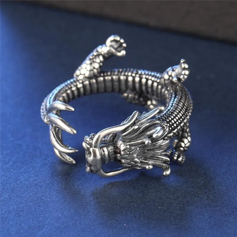 Coiled Dragon Sterling Silver Ring