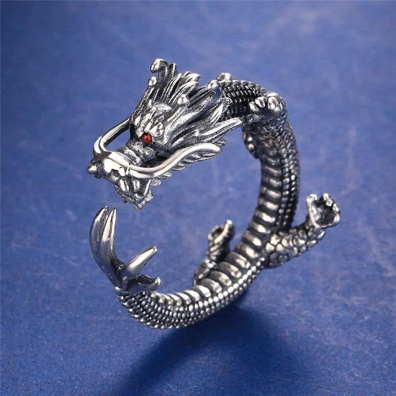 Coiled Dragon Sterling Silver Ring