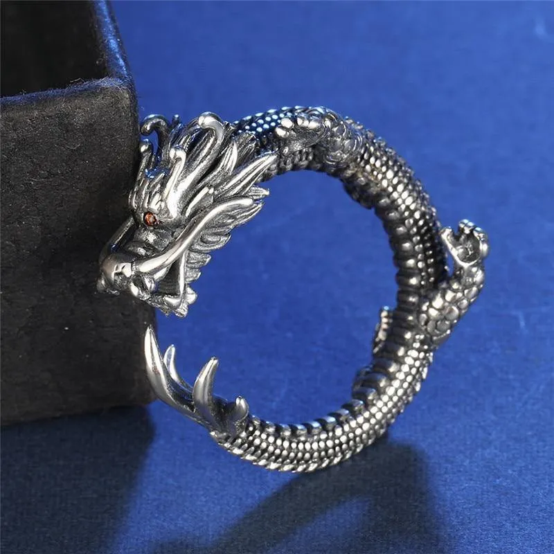 Coiled Dragon Sterling Silver Ring