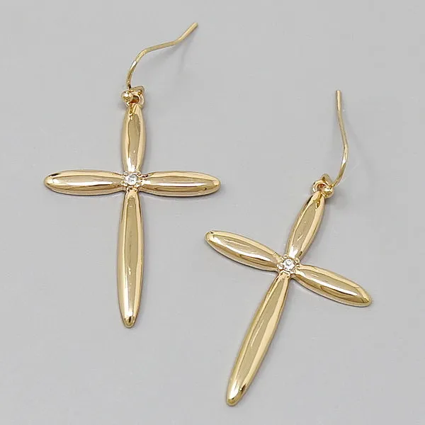 Cross Metal Drop Earrings