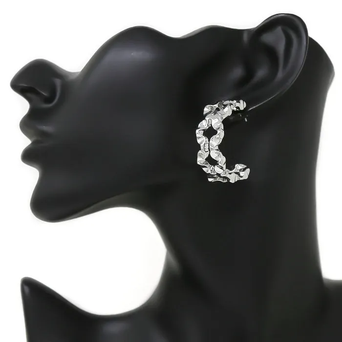 Crumpled Metal Hoop Earrings