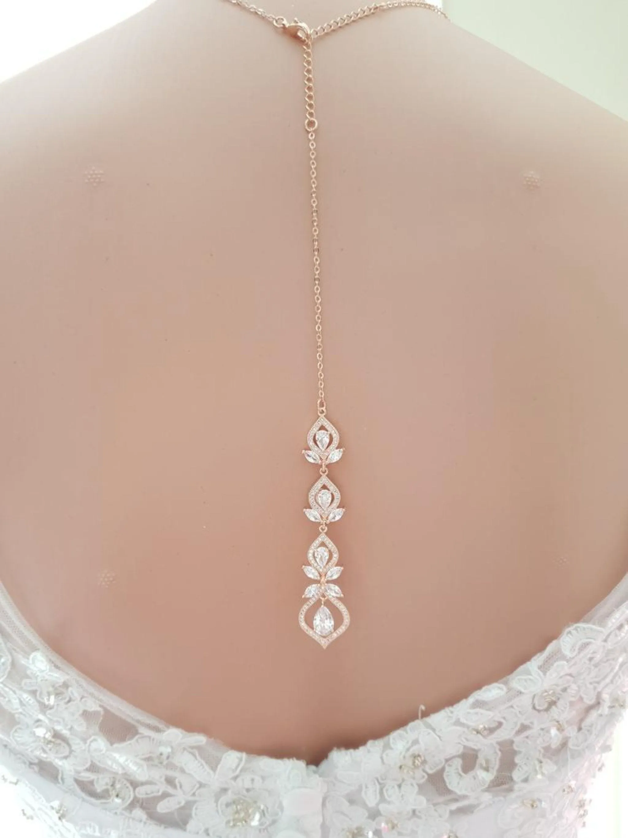 Crystal Gold Wedding Necklace & Back Jewelry-Meghan