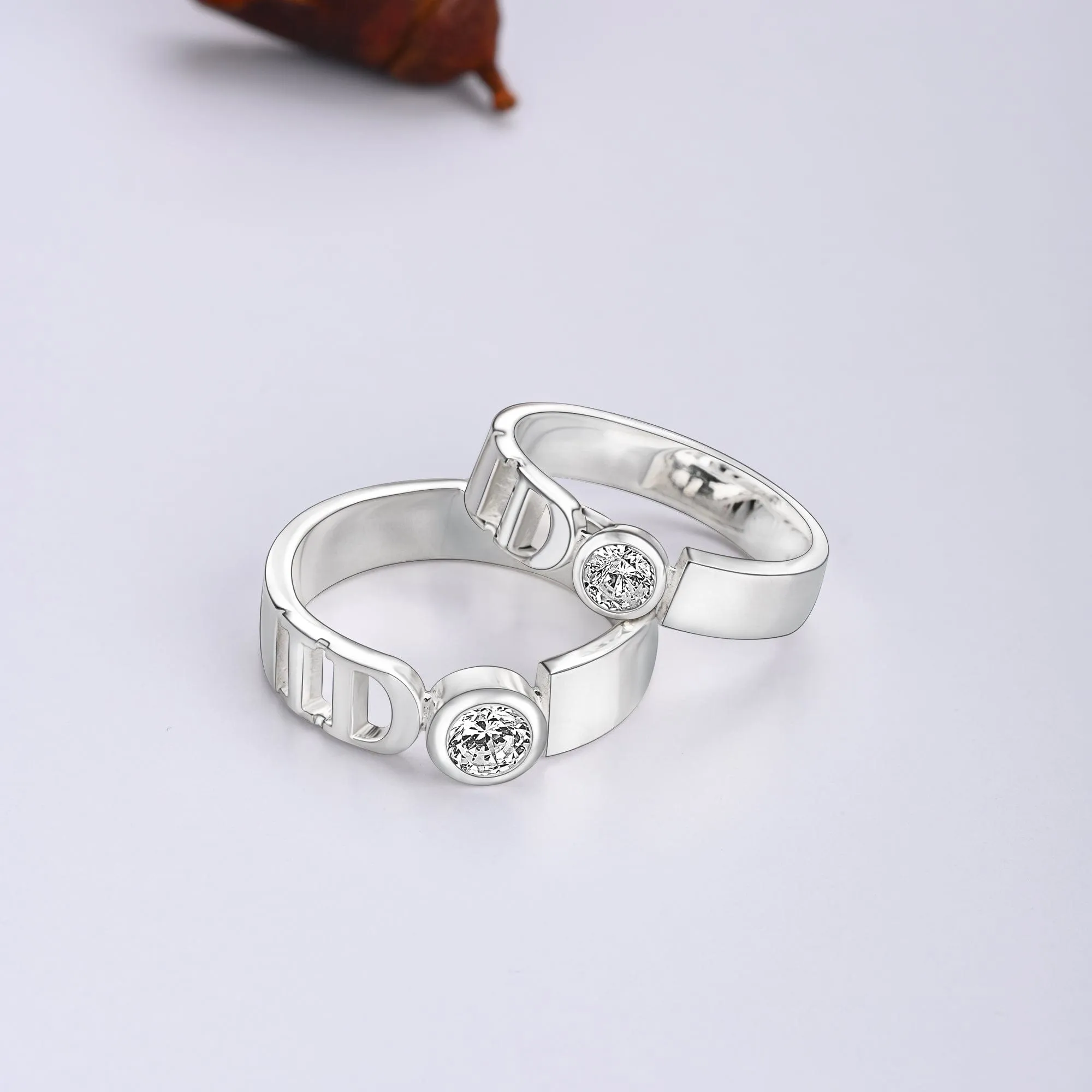 CZ I Do Silver Commitment Rings for Couples Set