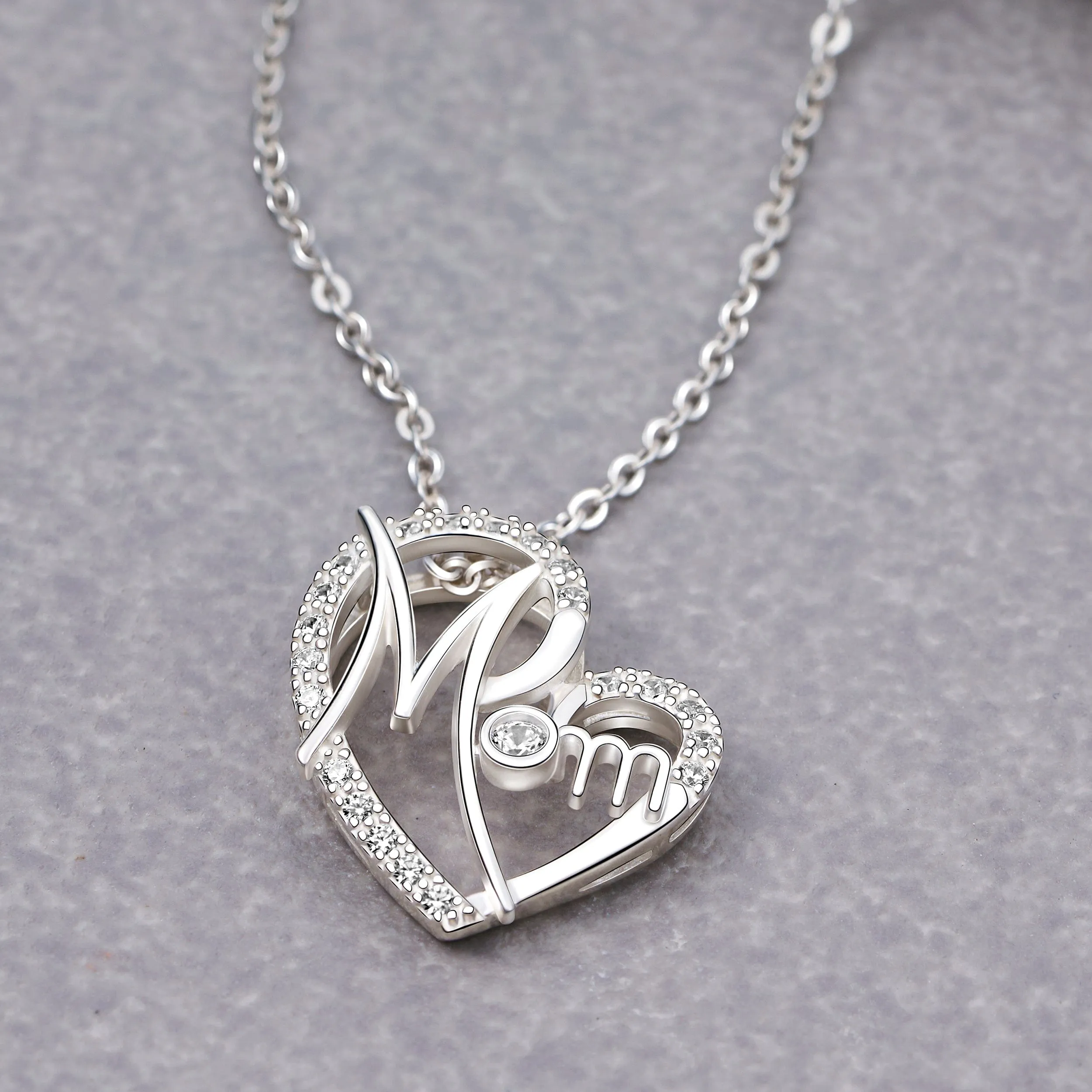 CZ Mother Pendant Mom Heart Pendant for Mom Gift