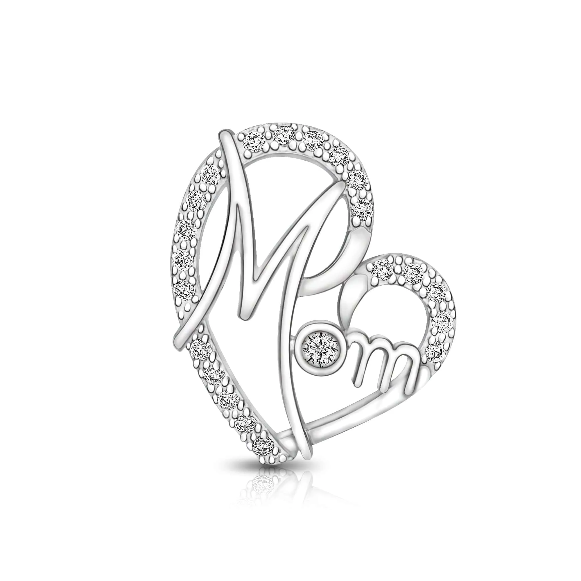 CZ Mother Pendant Mom Heart Pendant for Mom Gift