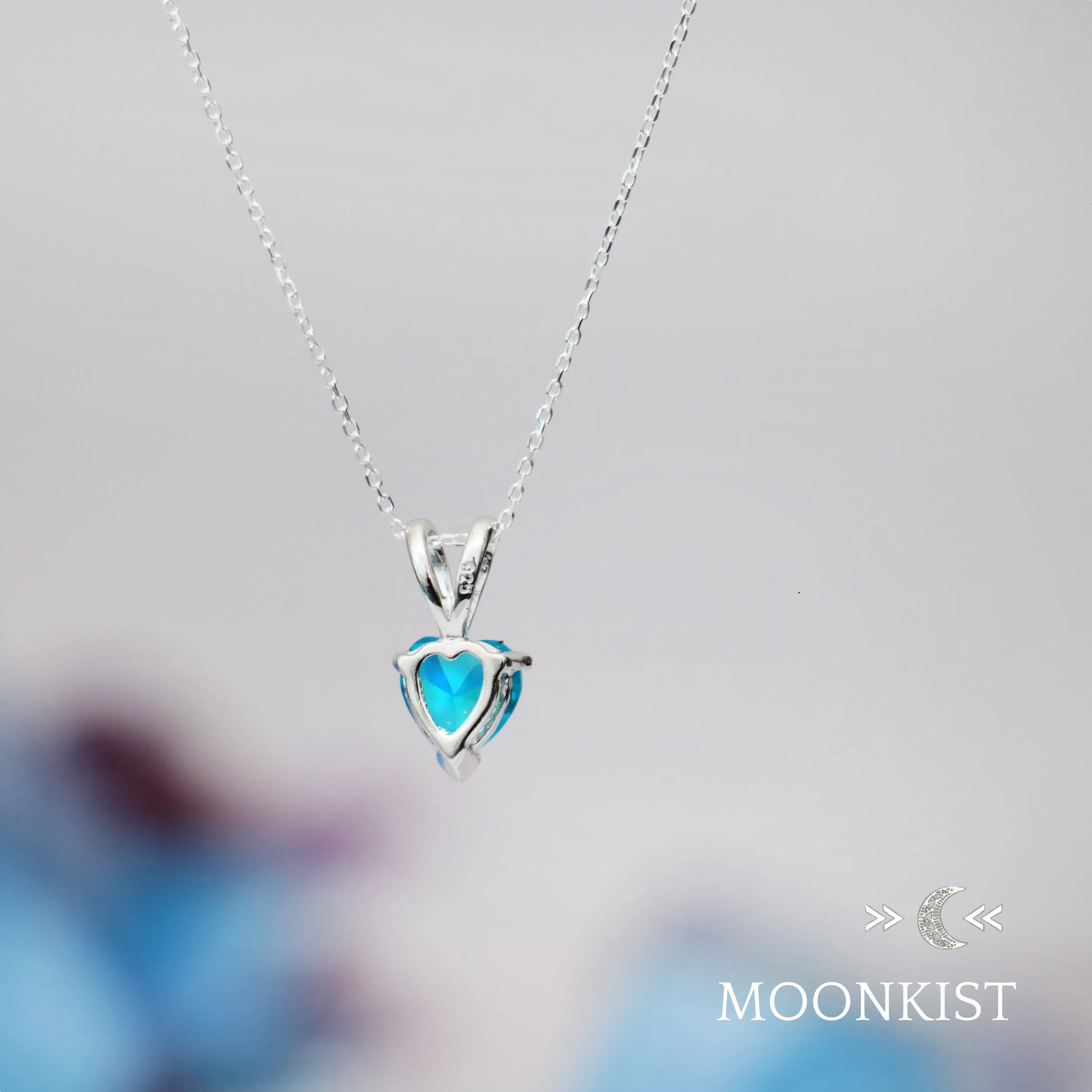 Dainty Blue Topaz CZ Heart Necklace | Moonkist Designs