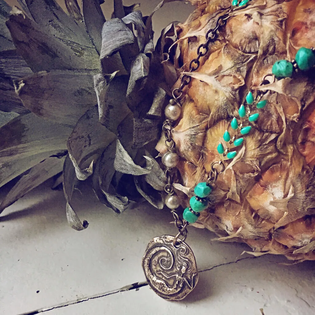 dreaming of the sea // mermaid pendant boho beach style necklace