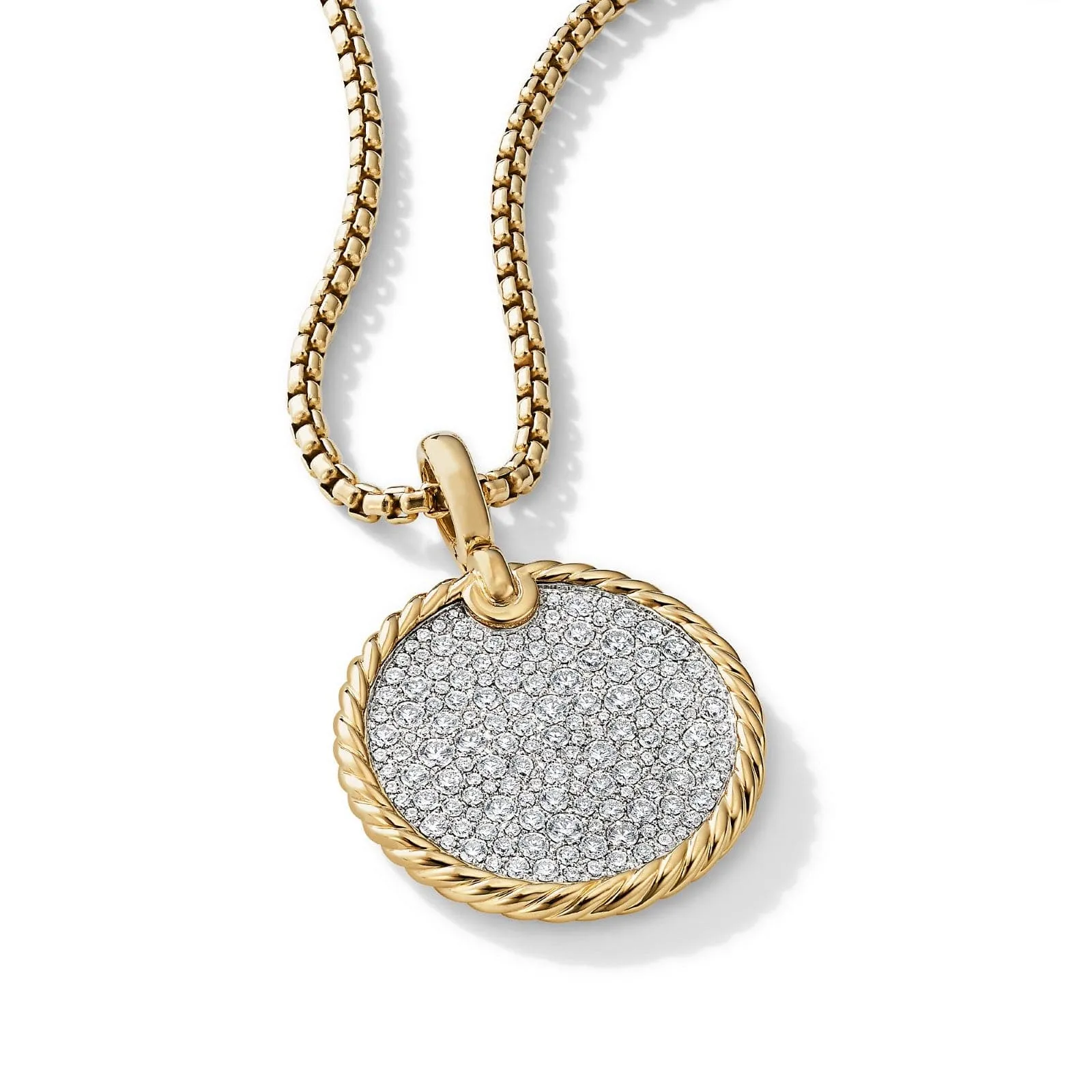 DY Elements Disc Pendant in 18K Yellow Gold with Diamonds, 24mm