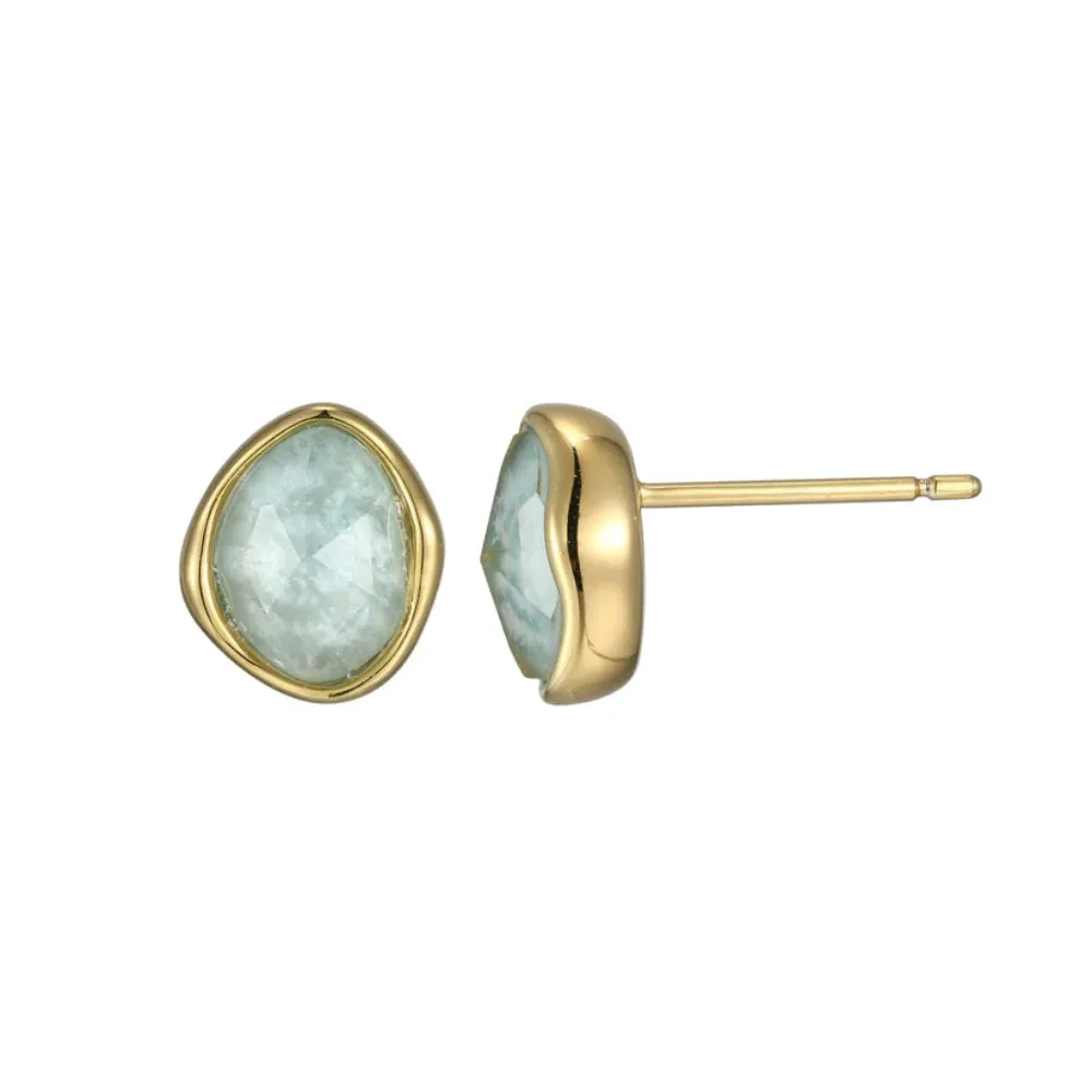 Elle Treasure White Crystal and Amazonite Stud Earrings