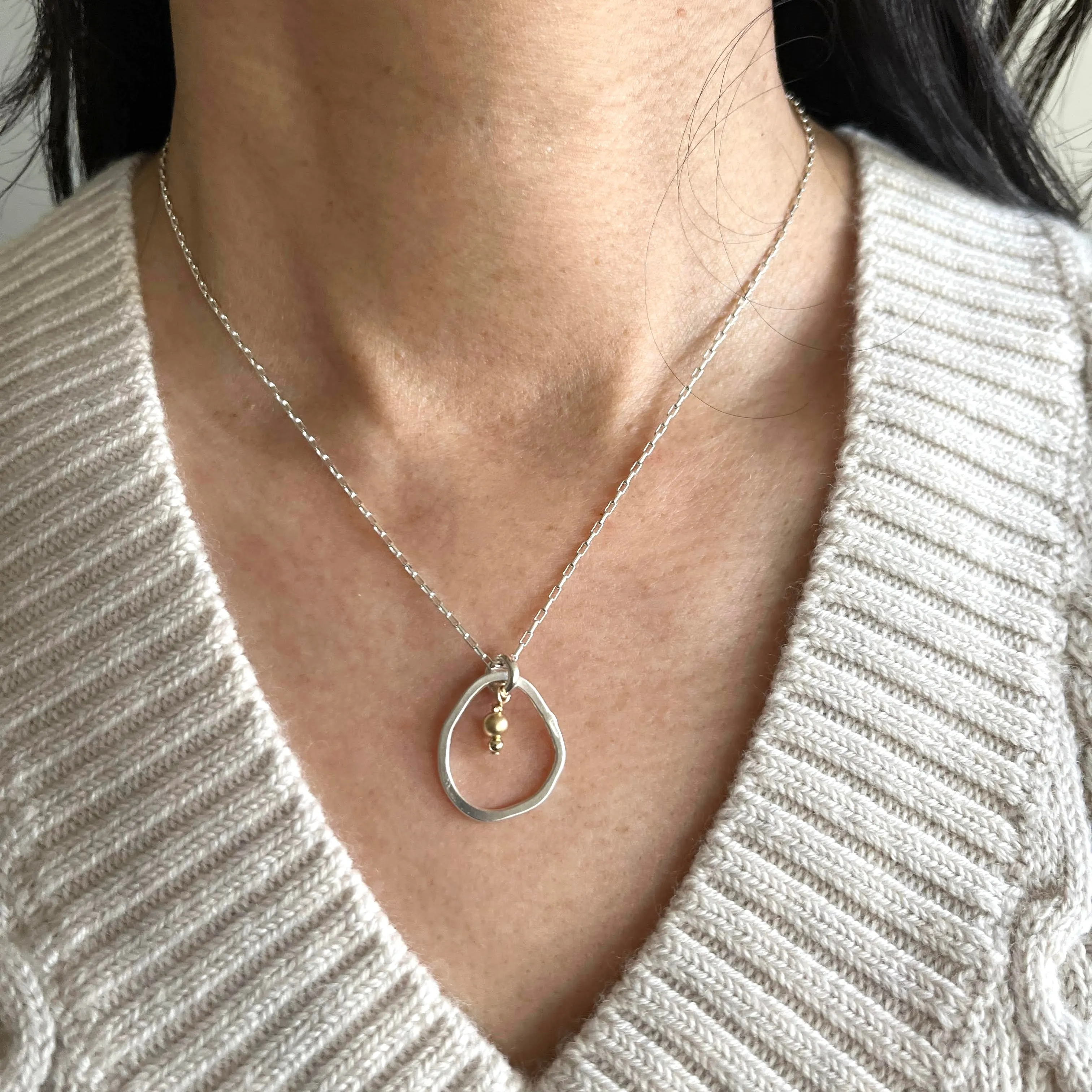 ERSA Mid Silver Oval Necklace