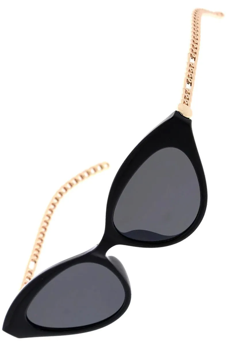 Eye Candy Cat Eye Sunglasses (Black / Black Shades)