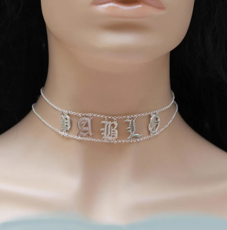 Gold Personalized Choker Name Necklace-Kylie Jenner