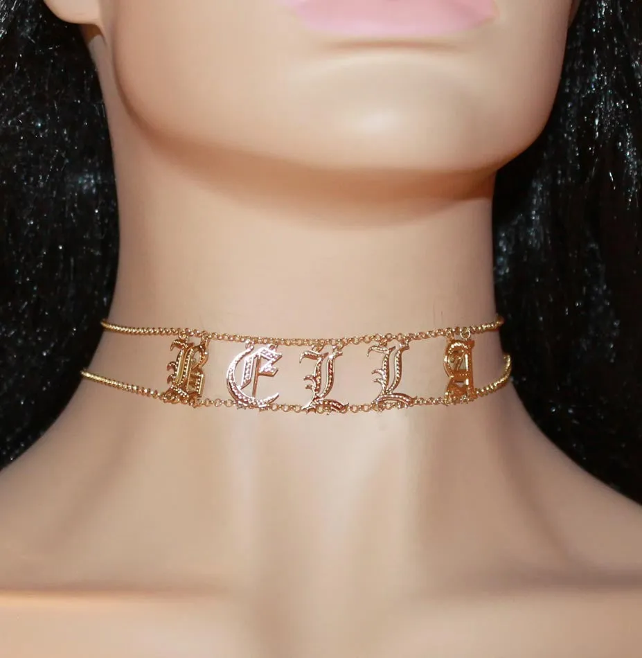 Gold Personalized Choker Name Necklace-Kylie Jenner