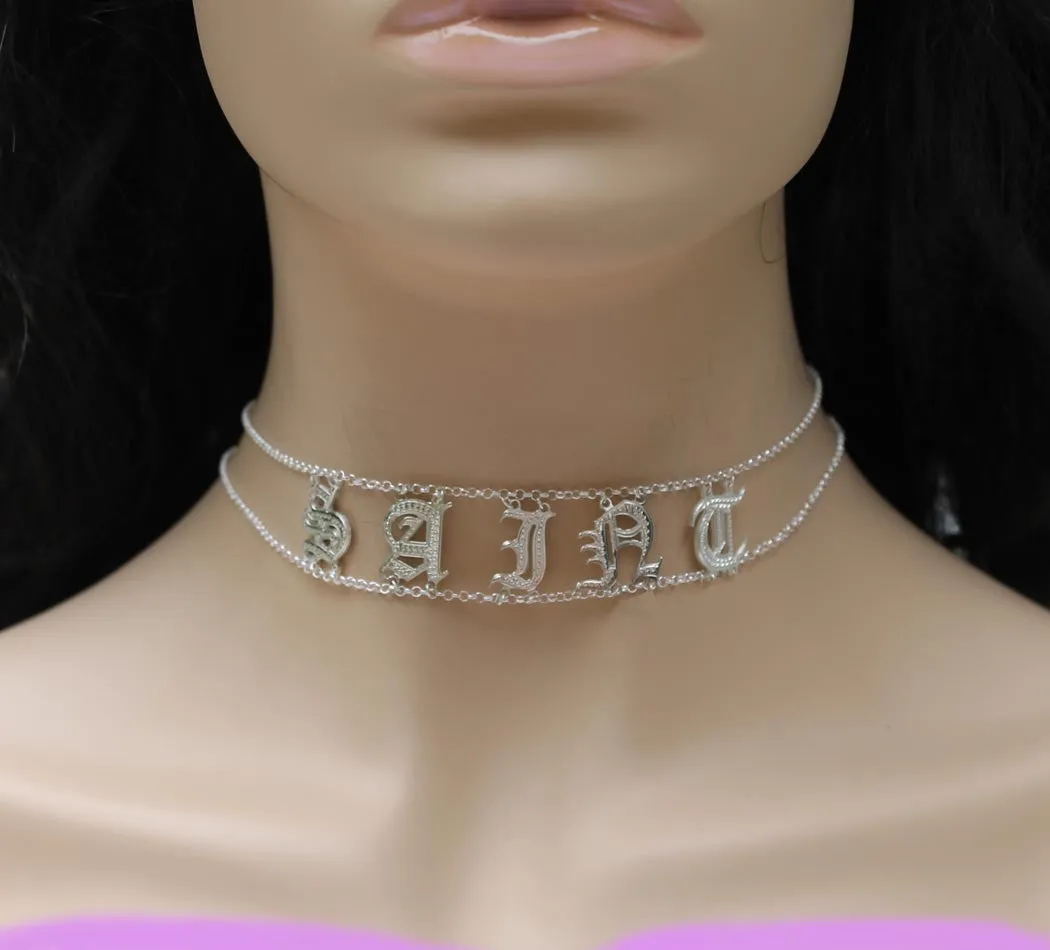 Gold Personalized Choker Name Necklace-Kylie Jenner