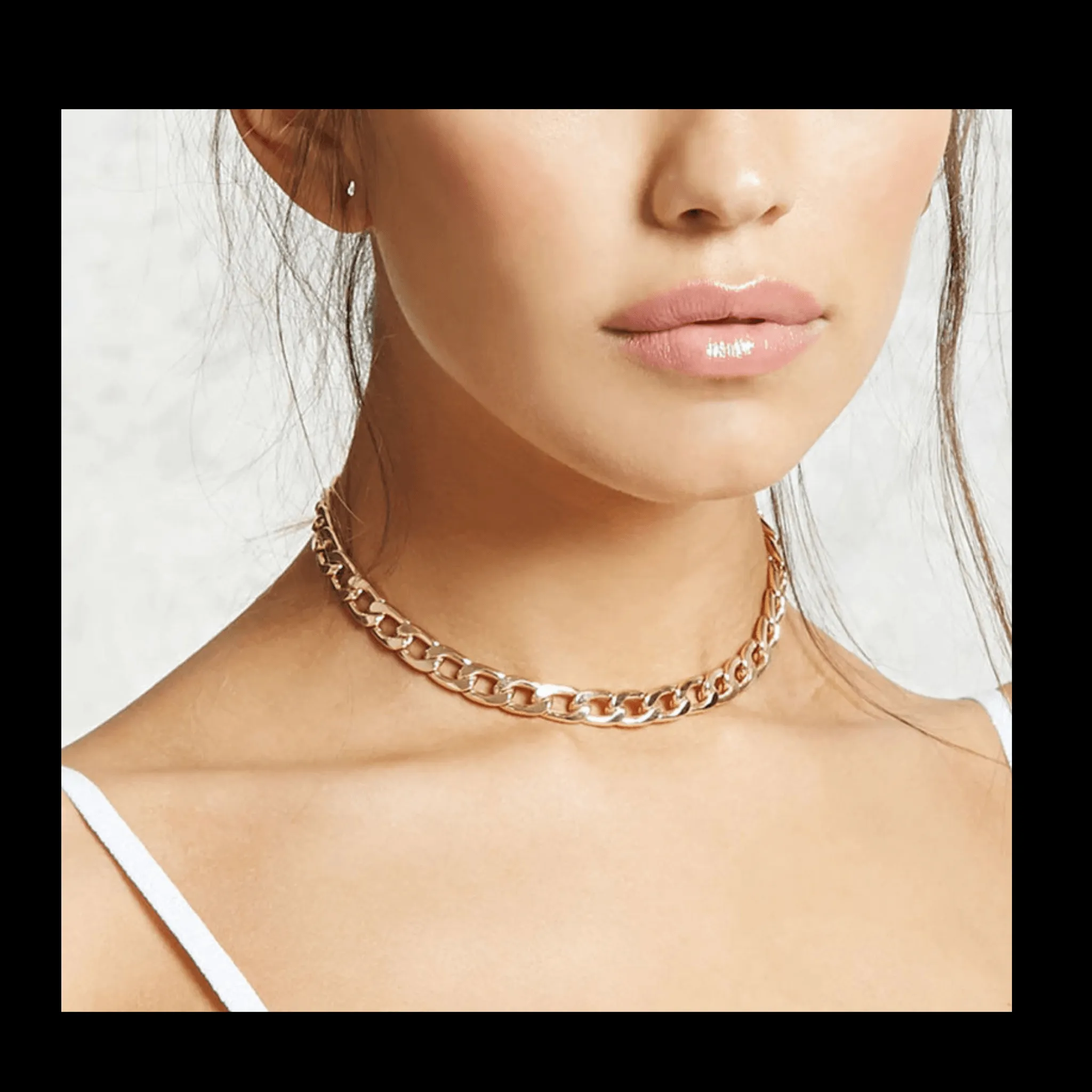 Gold Toned Cuban Link Choker Necklace