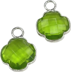 Heavenly London Silver / Green Amethyst Clovers Detachable Drops For Huggies/hoop Earring