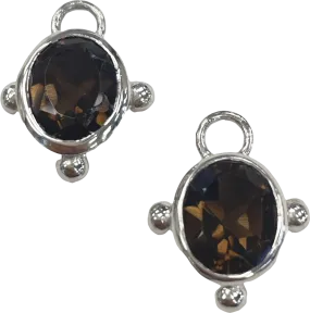 Heavenly London Silver /Smoky Quartz Oval Detachable Drops For Huggies/hoop Earrings