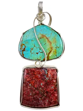 Heidi White Designs Wire Wrapped Pendant Carico Lake Turquoise and Sonora Sunset in Sterling Silver