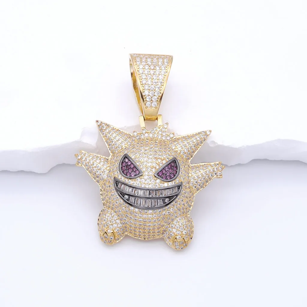 Iced Out Gengar Pendant - Gold