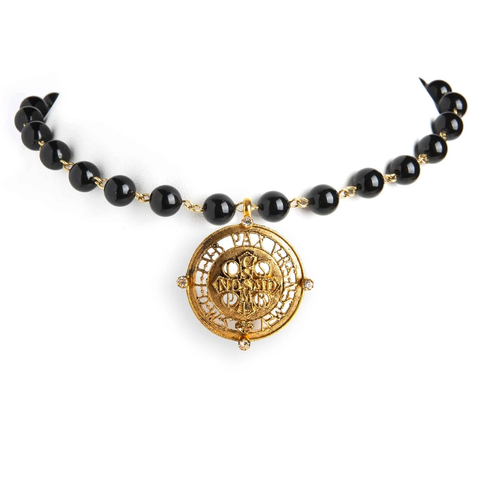 Iconic Pearl Choker Mystic Black Pearl with Classic Medallions