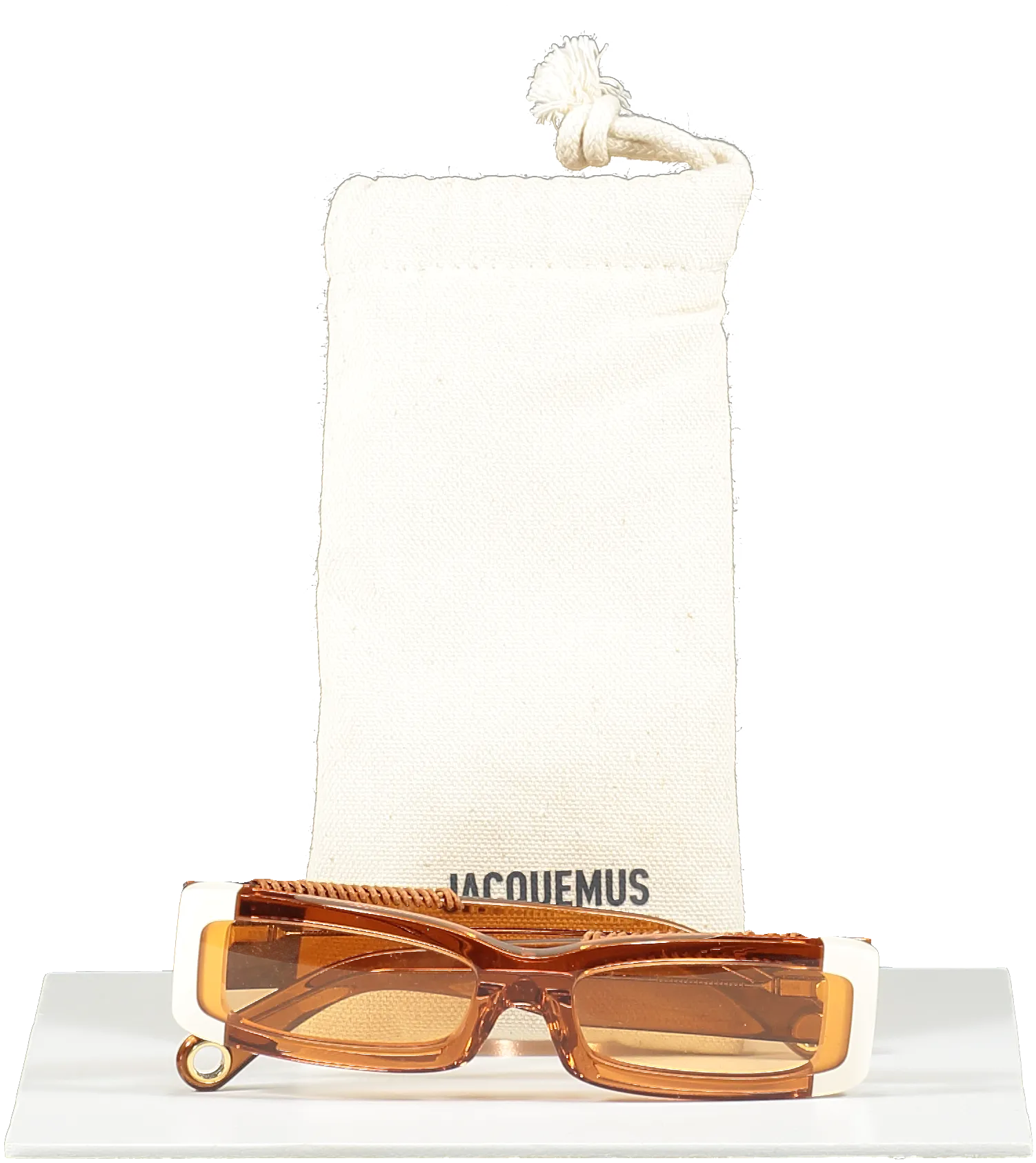 JACQUEMUS Brown Les Lunettes 97 Rectangular-frame Sunglasses in case