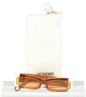 JACQUEMUS Brown Les Lunettes 97 Rectangular-frame Sunglasses in case