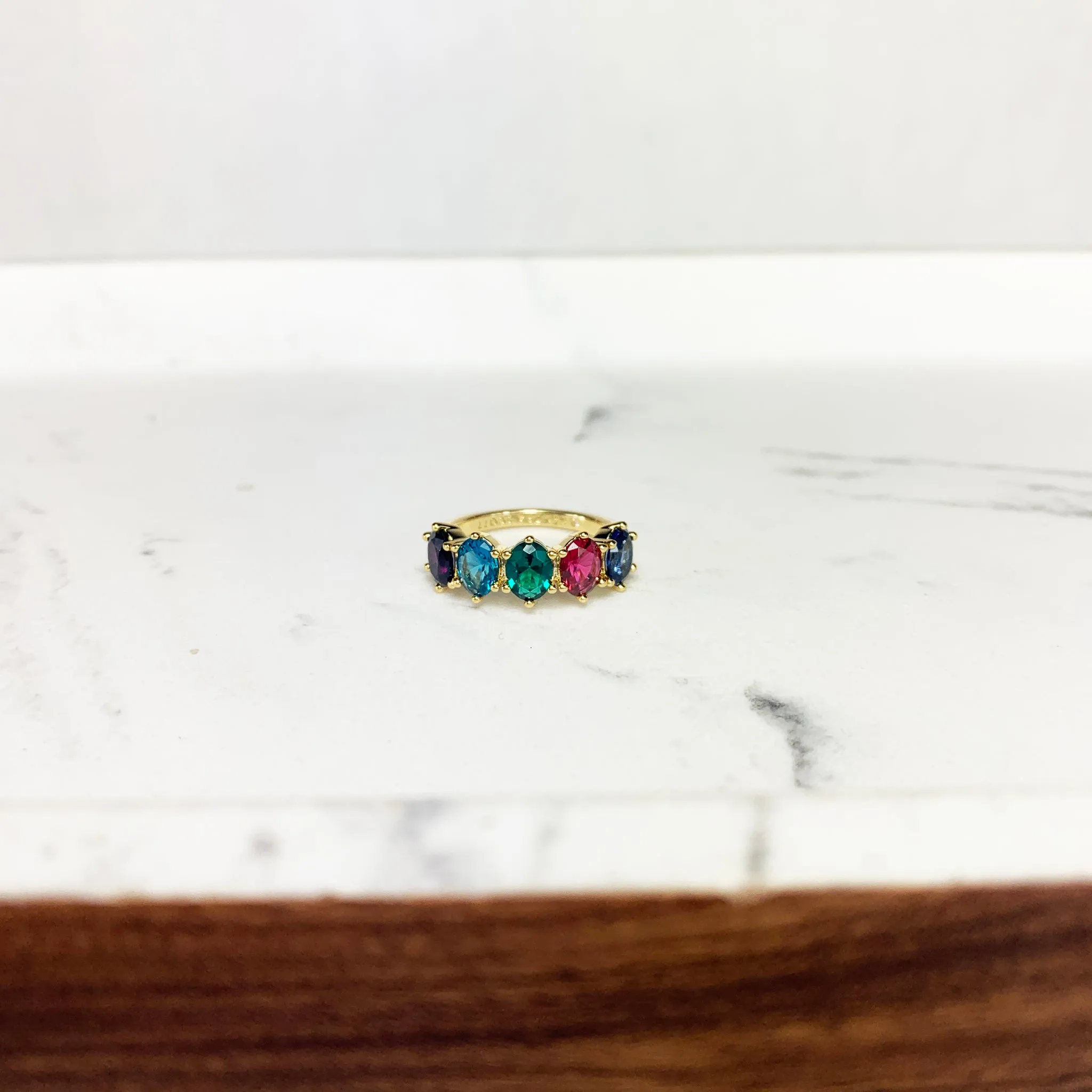 Kendra Scott Cailin Multi Stone Band Ring in Multi Mix and Gold Plated Size 6