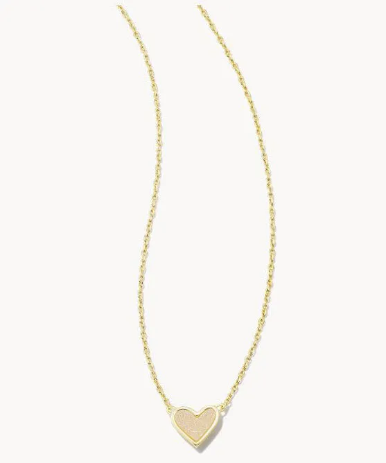 Kendra Scott Framed Ari Heart Short Pendant Necklace - Light Pink Drusy/Gold OR Iridescent Drusy/Gold