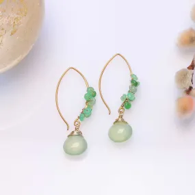 Kilauea - Prehnite and Chrysoprase Gold Drop Earrings