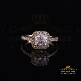 King Of Blings  10K Yellow Gold 2.50CT 'VVS' 'FL' D clr Moissonite Womens Cushion Cut Ring S/7