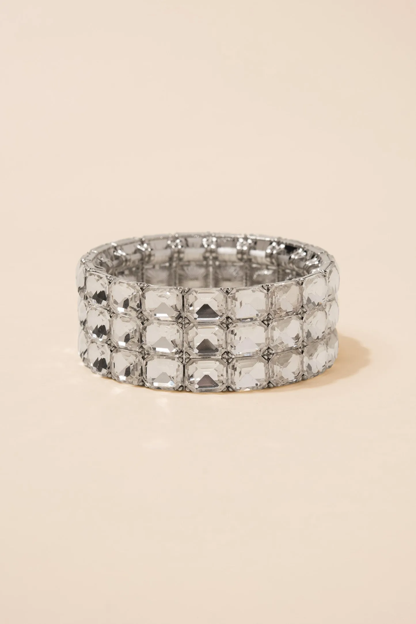 Kira 3 Row Emerald Cut Stretch Bracelet