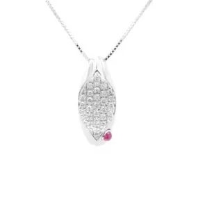 Ladies Diamond Pave and Ruby Pendant