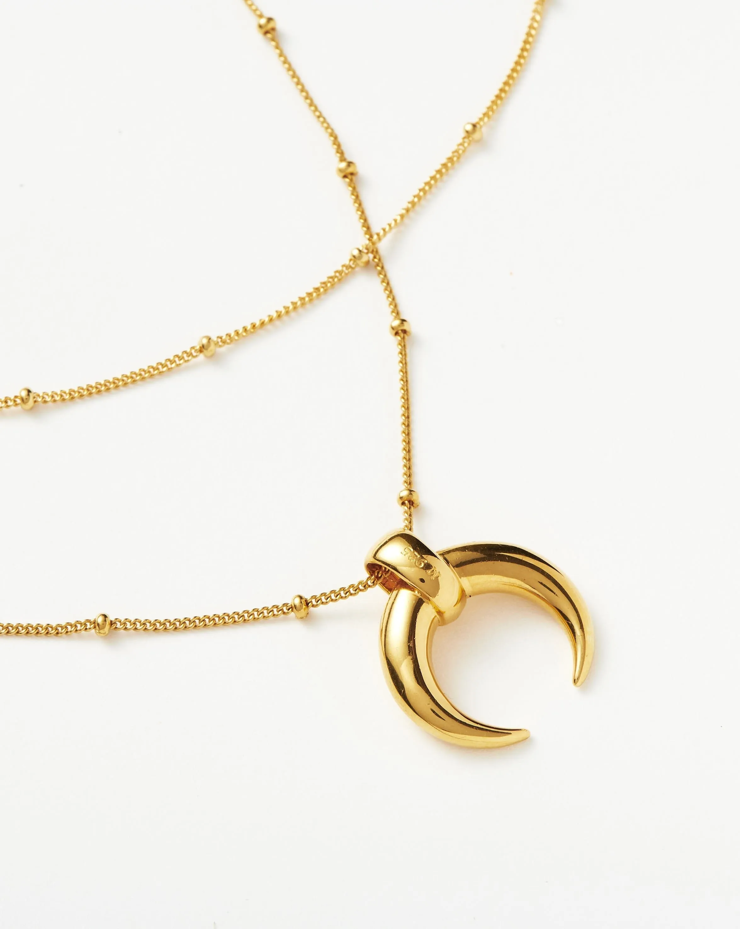 Large Horn Pendant Necklace Set | 18ct Gold Plated Vermeil