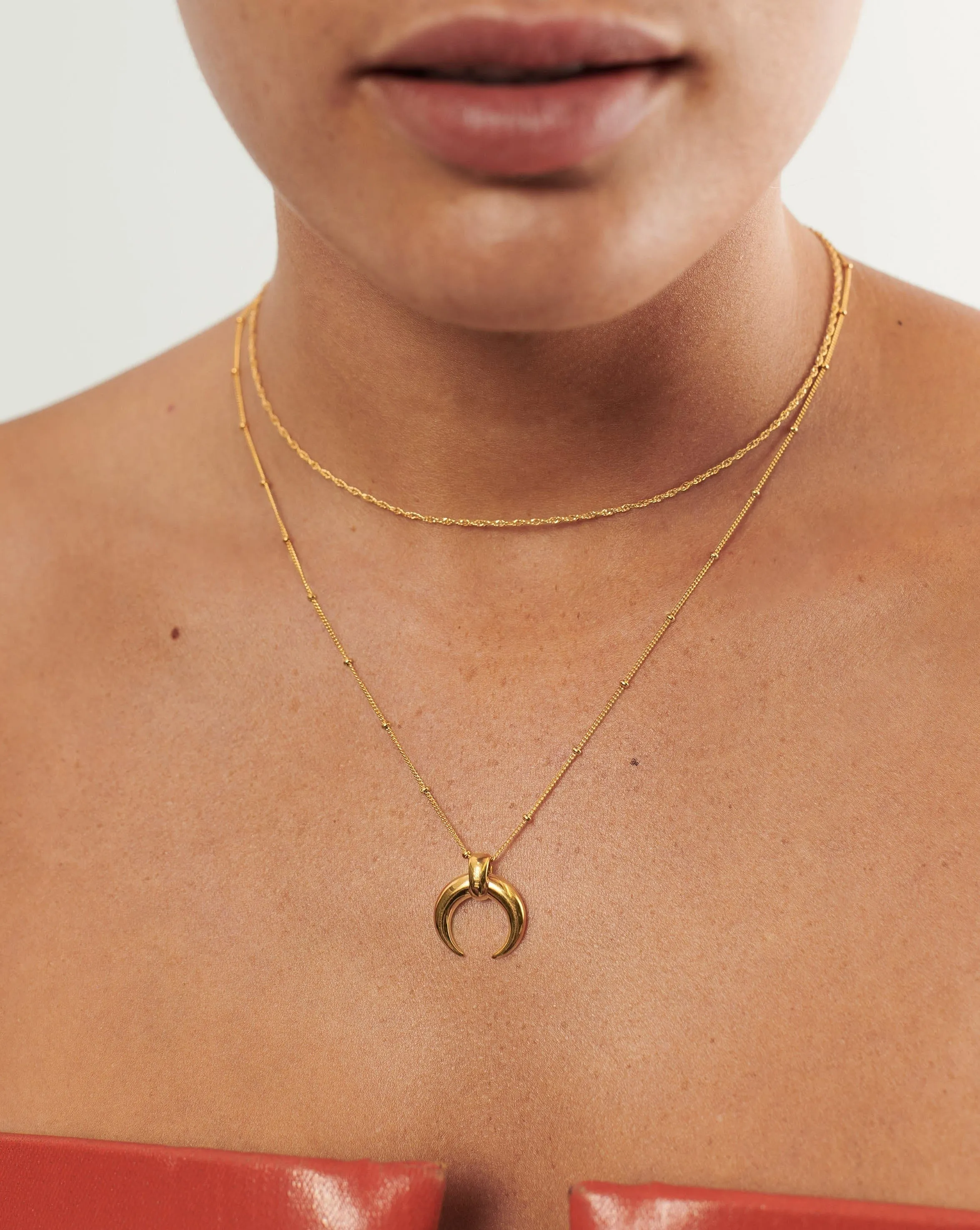 Large Horn Pendant Necklace Set | 18ct Gold Plated Vermeil