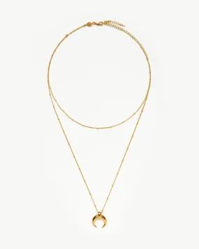 Large Horn Pendant Necklace Set | 18ct Gold Plated Vermeil