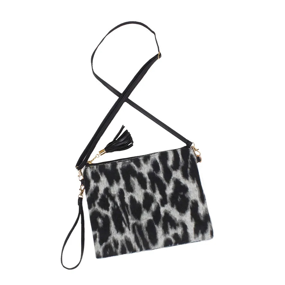 Leopard Patterned Crossbody Clutch Bag