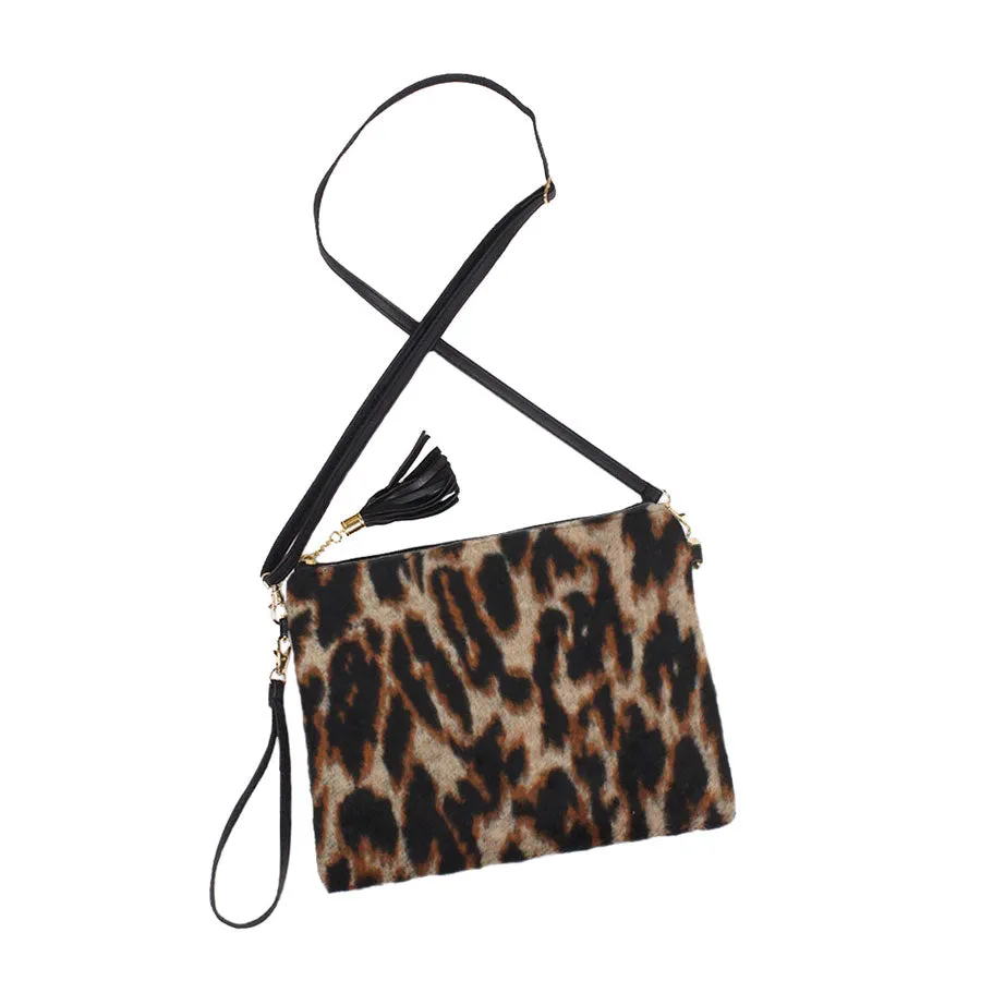 Leopard Patterned Crossbody Clutch Bag