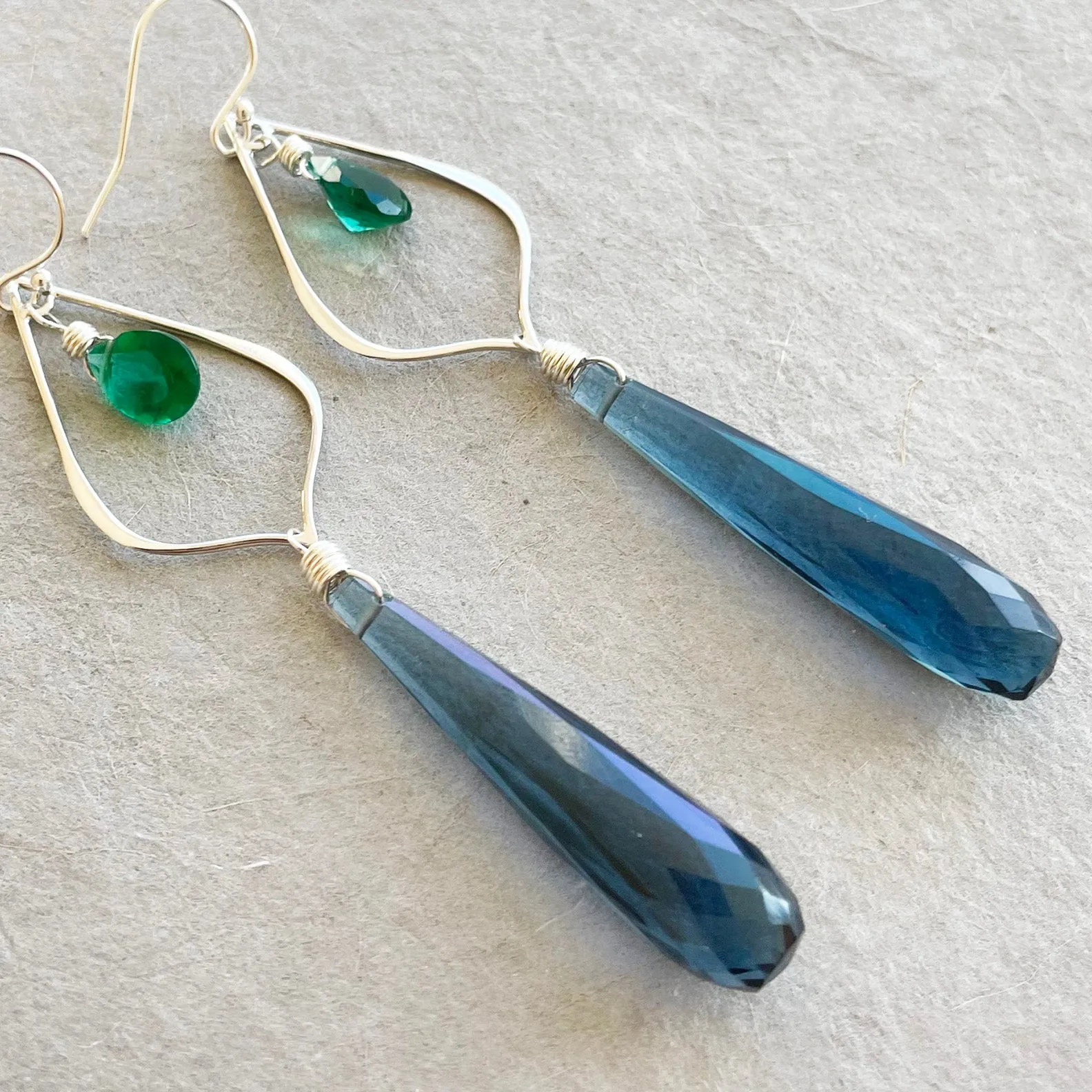 London Blue and Emerald Dangles