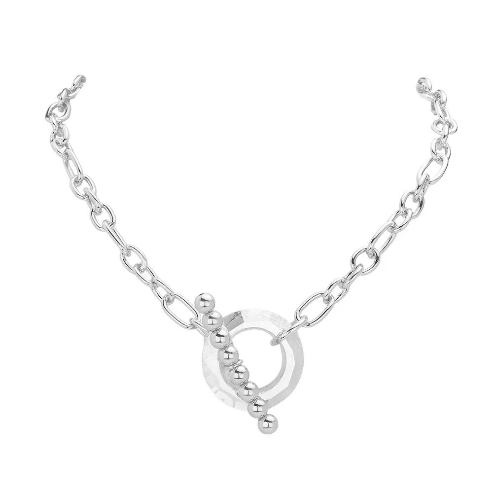 Lucite Open Circle Toggle Necklace