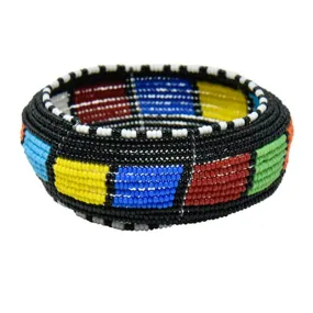 Maasai Concave Beaded Bangle 16 - Maasai Colors