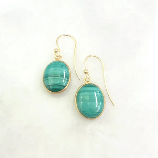 Malachite Single Drop Hook Earrings