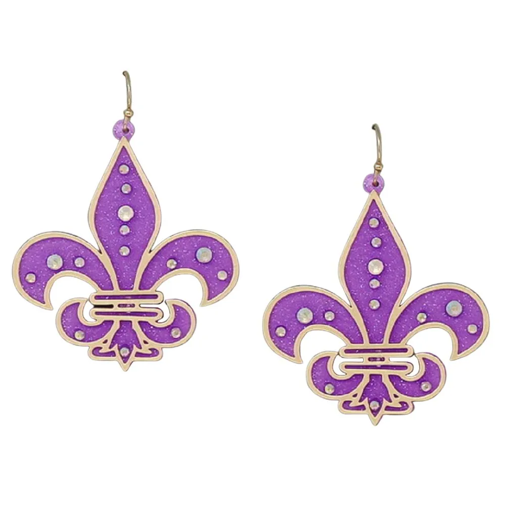 Mardi Gras Fleur De Lis Acrylic Earrings