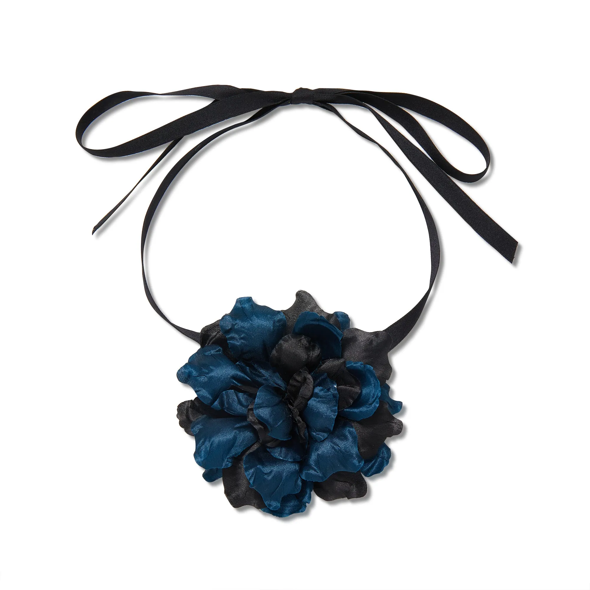 MIDNIGHT SILK MAGNOLIA FLOWER CHOKER/BROOCH